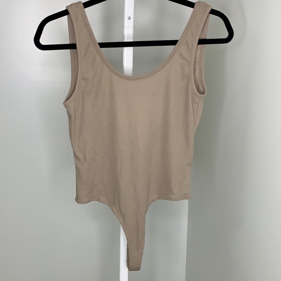 Urban Planet Tan Low Back Ribbed Tank Bodysuit - Picture 1 of 6